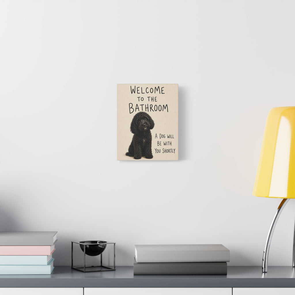 Black Cockapoo Bathroom Wall Art | Welcome to the Bathroom | Funny Dog Lover Decor
