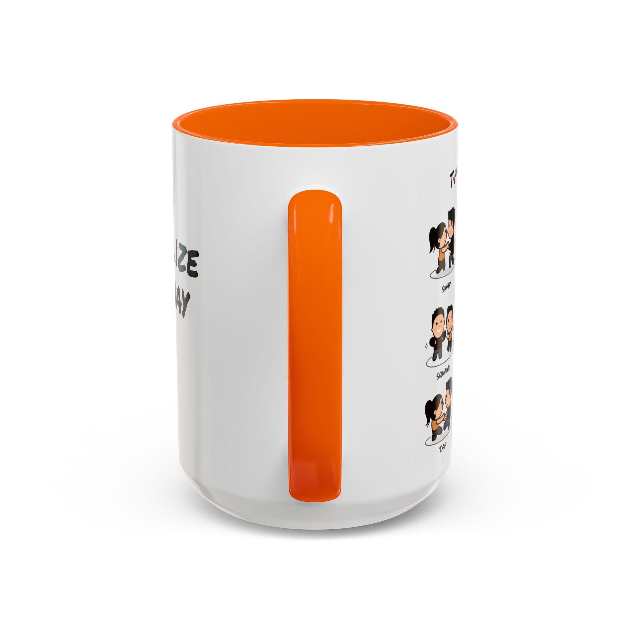 Friends-inspired funny "The Routine" accent coffee mug with printed design, ceramic mug for hot beverages.