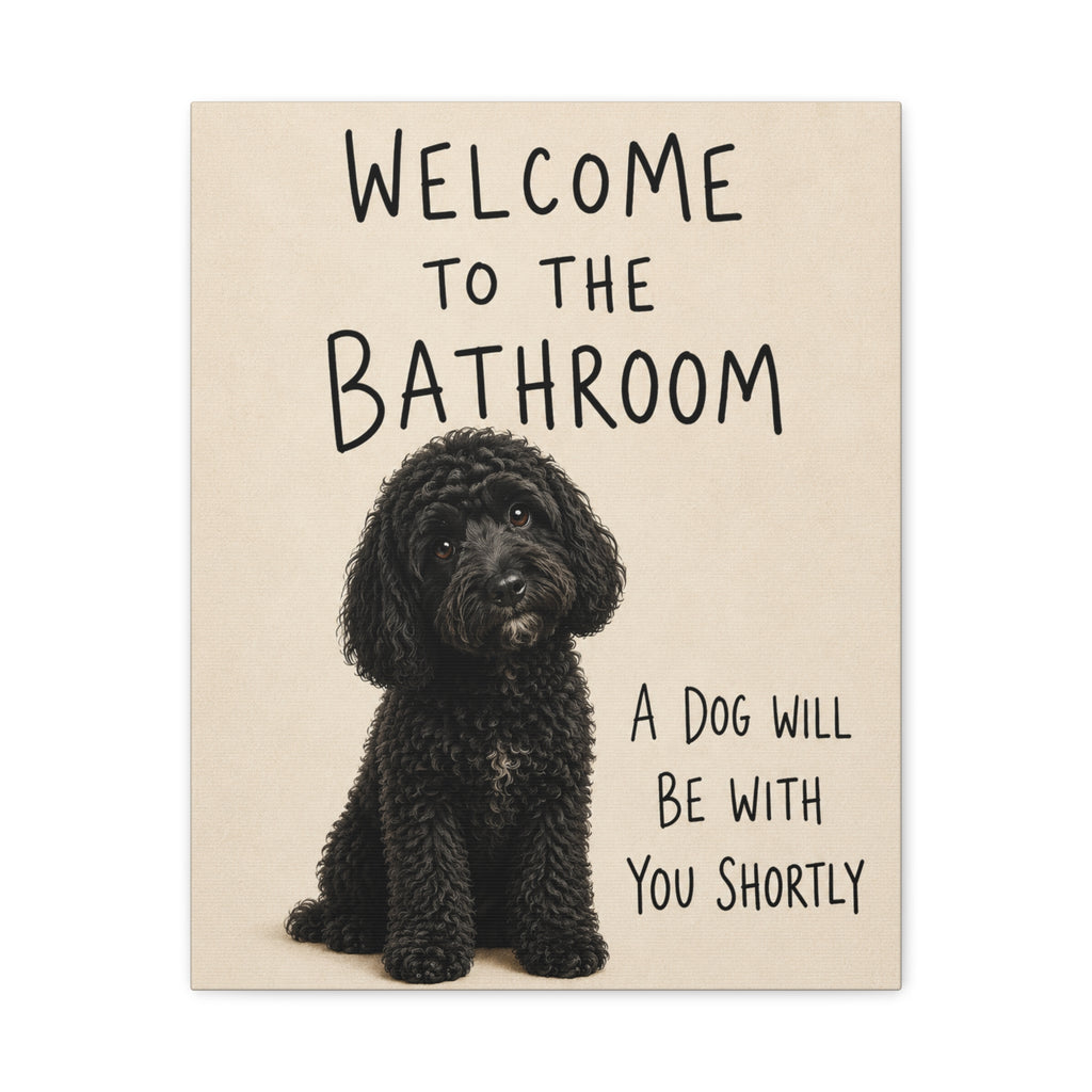 Black Cockapoo Bathroom Wall Art | Welcome to the Bathroom | Funny Dog Lover Decor