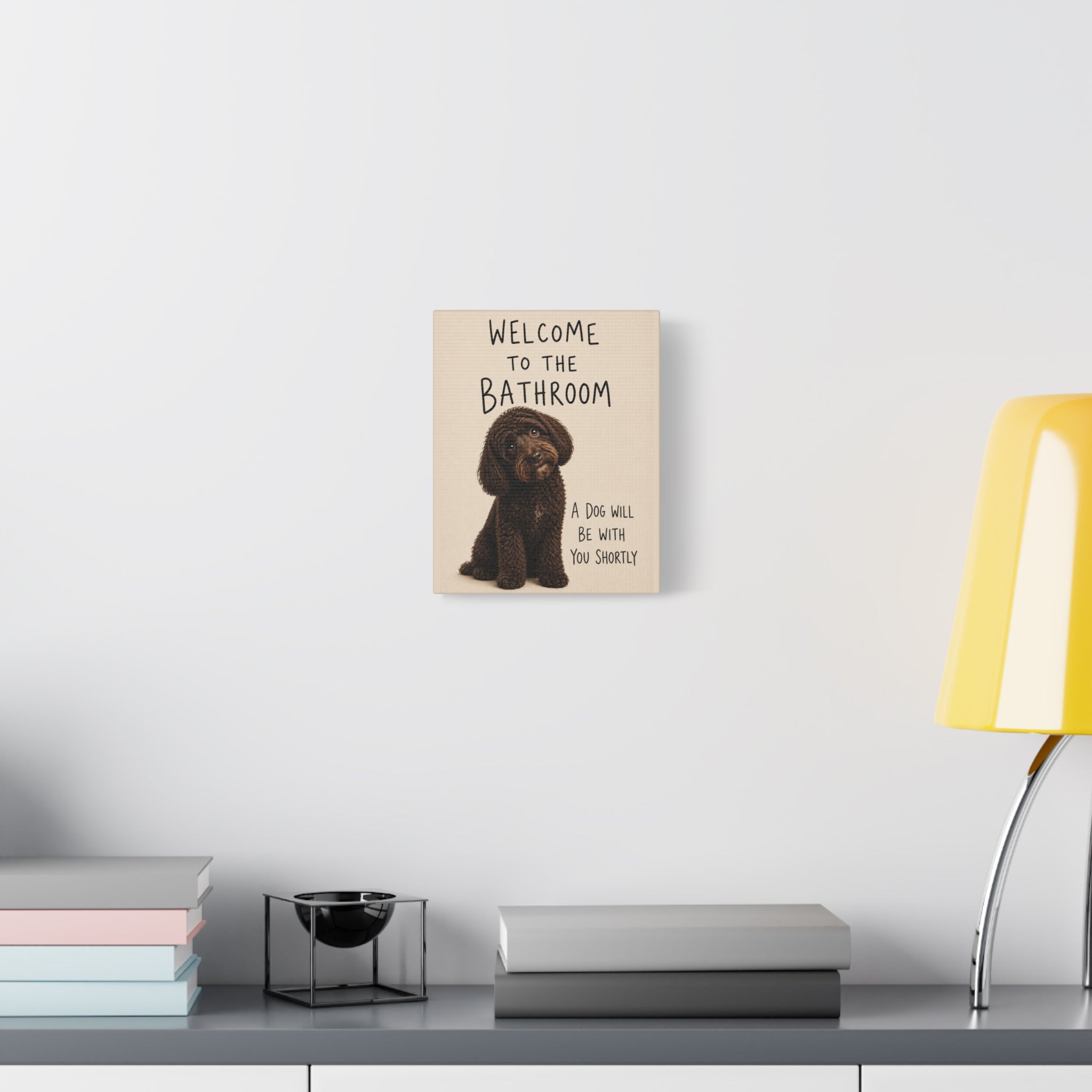 Chocolate Cockapoo Bathroom Wall Art | Welcome to the Bathroom | Funny Dog Lover Decor