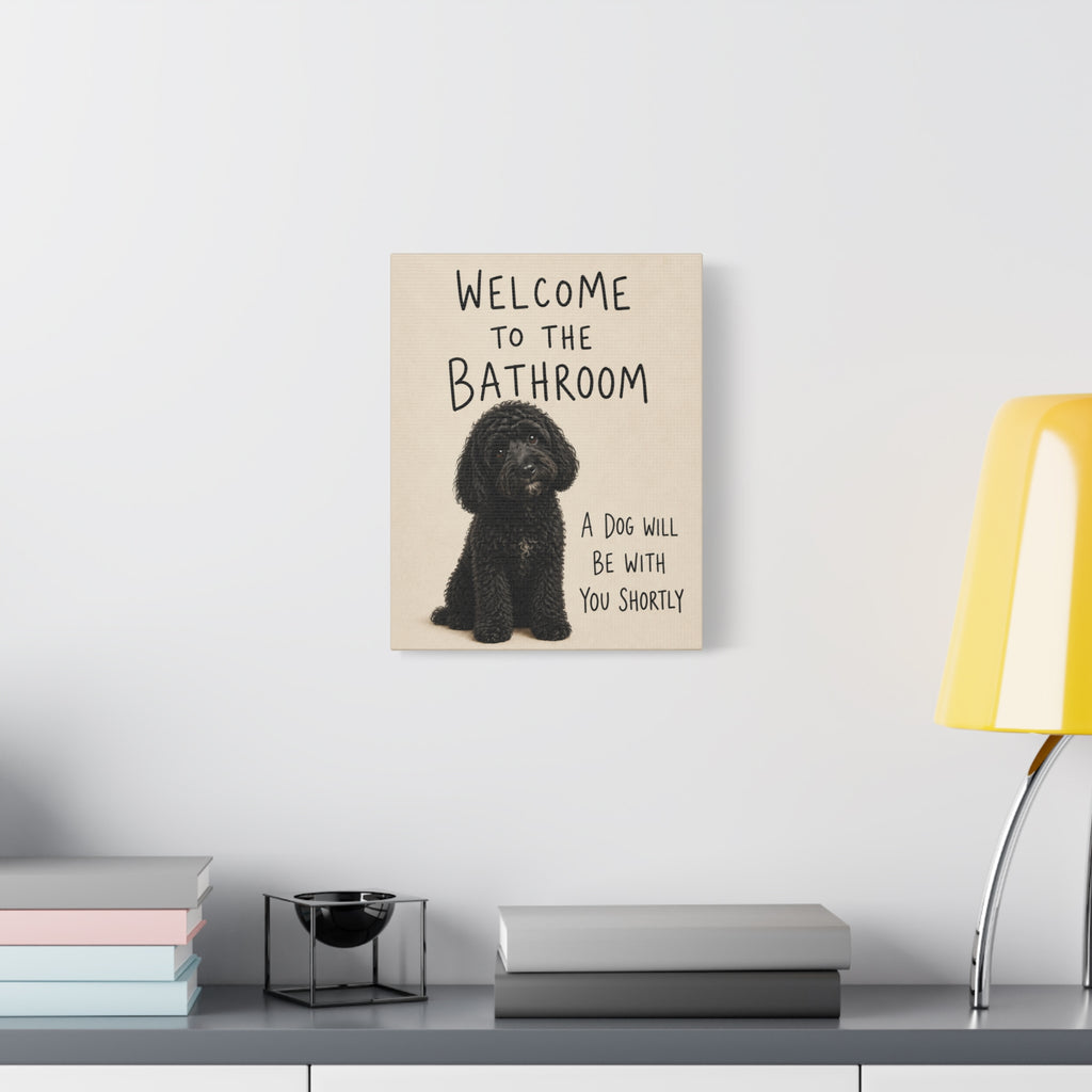 Black Cockapoo Bathroom Wall Art | Welcome to the Bathroom | Funny Dog Lover Decor