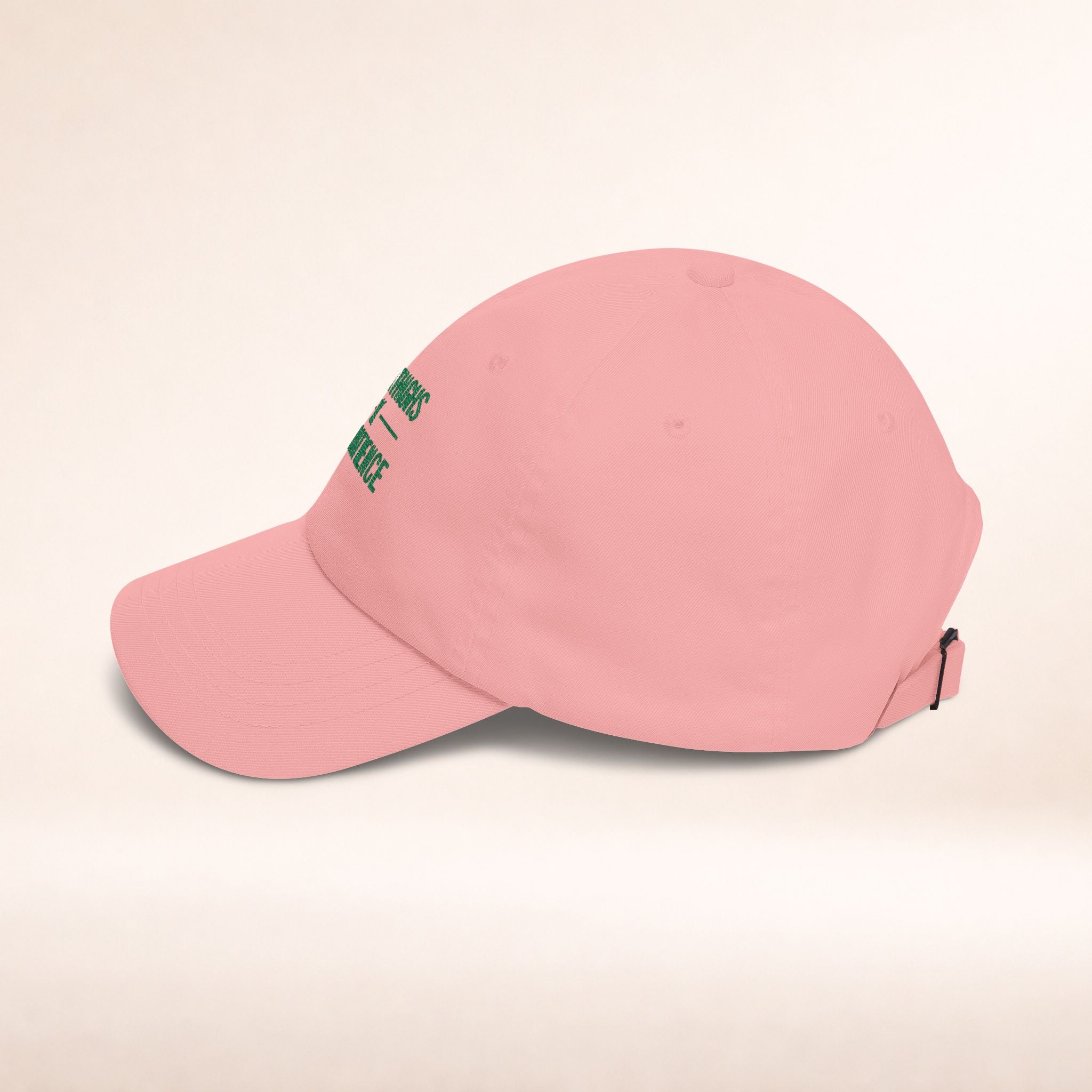 Cotton adjustable dad cap with embroidered "Thick Thighs x Thin Patience" design, stylish hat from Printify.