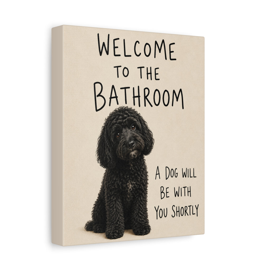Black Cockapoo Bathroom Wall Art | Welcome to the Bathroom | Funny Dog Lover Decor