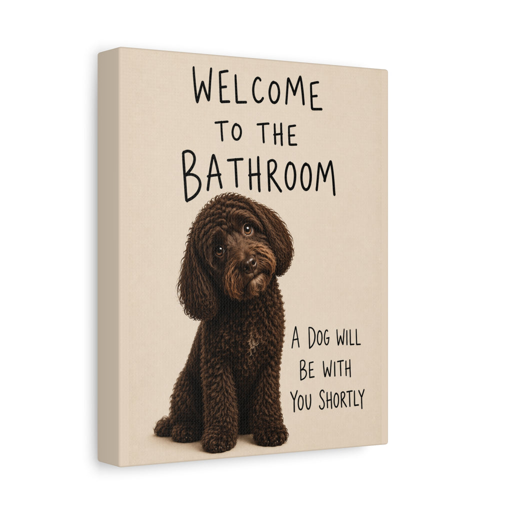Chocolate Cockapoo Bathroom Wall Art | Welcome to the Bathroom | Funny Dog Lover Decor