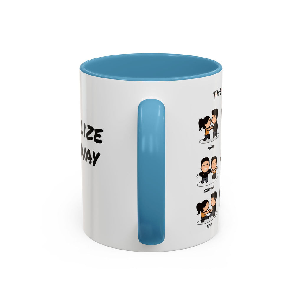 Friends-inspired funny "The Routine" accent coffee mug by Printify with a humorous design on white ceramic.