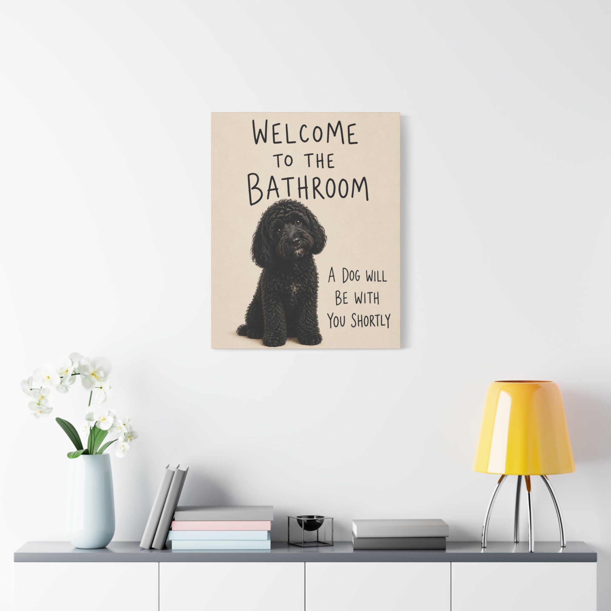 Black Cockapoo Bathroom Wall Art | Welcome to the Bathroom | Funny Dog Lover Decor