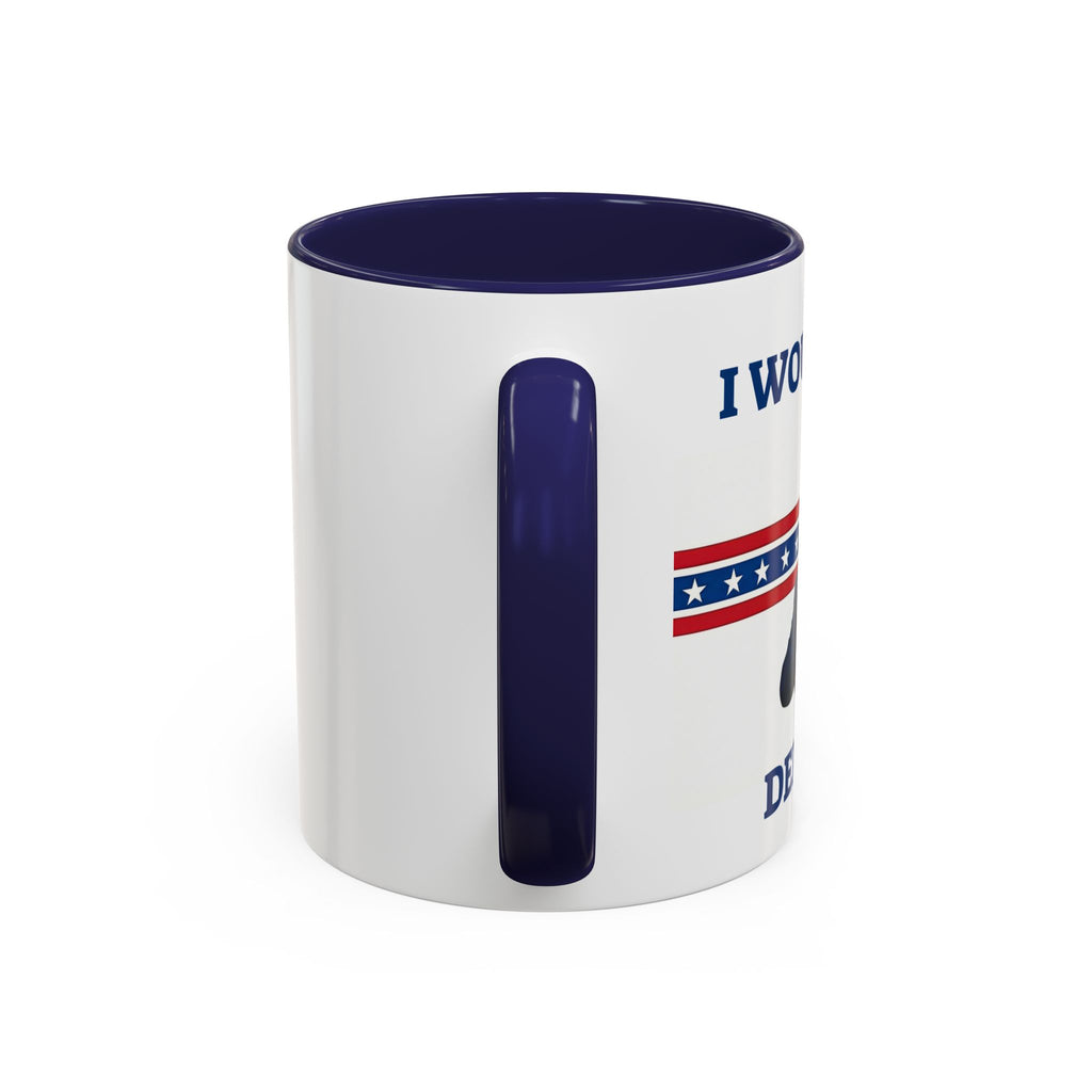 Printify sarcastic Trump mug with "I Would Never Deport You" political meme design, ideal for gift-giving and political humor.