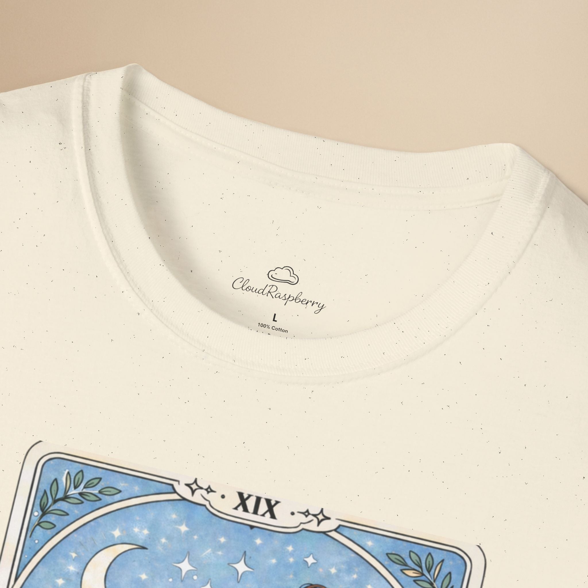 Personalized Chow Chow Mom tarot card t-shirt featuring custom dog mom name and cheerful Chow Chow design.