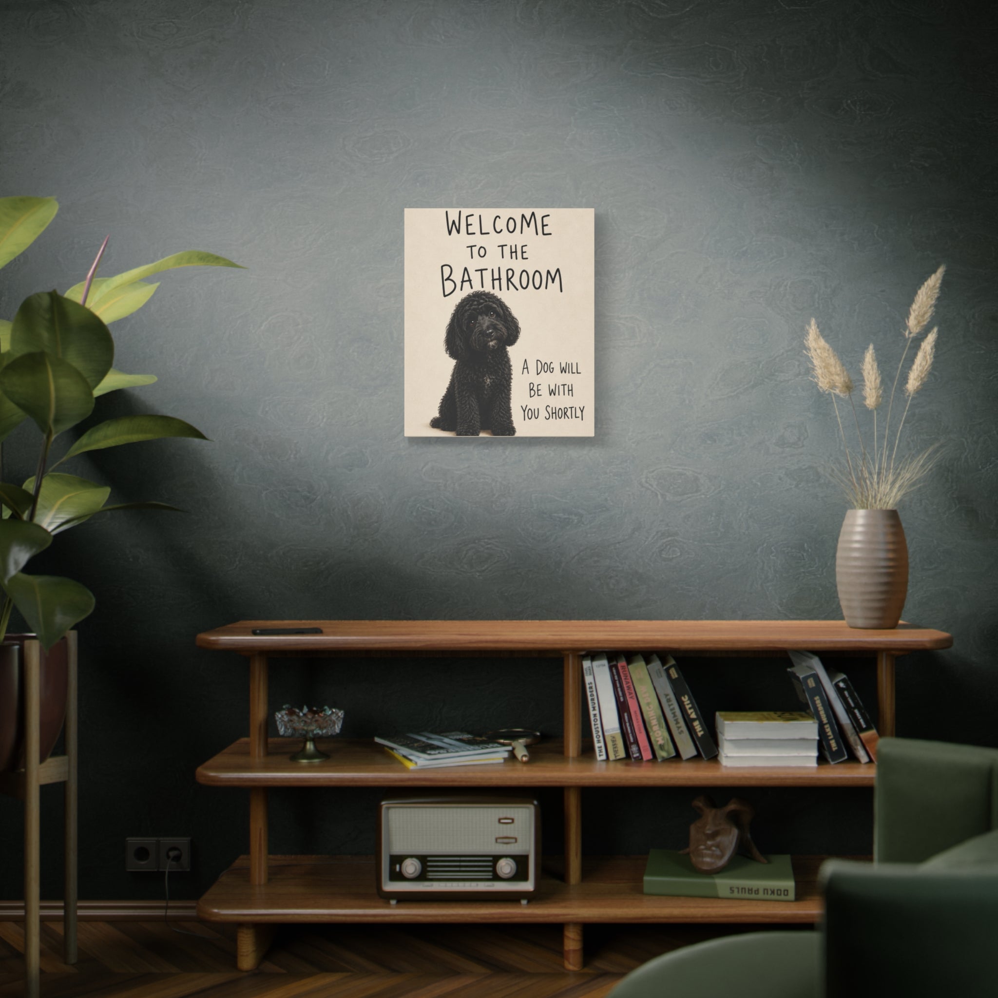 Black Cockapoo Bathroom Wall Art | Welcome to the Bathroom | Funny Dog Lover Decor