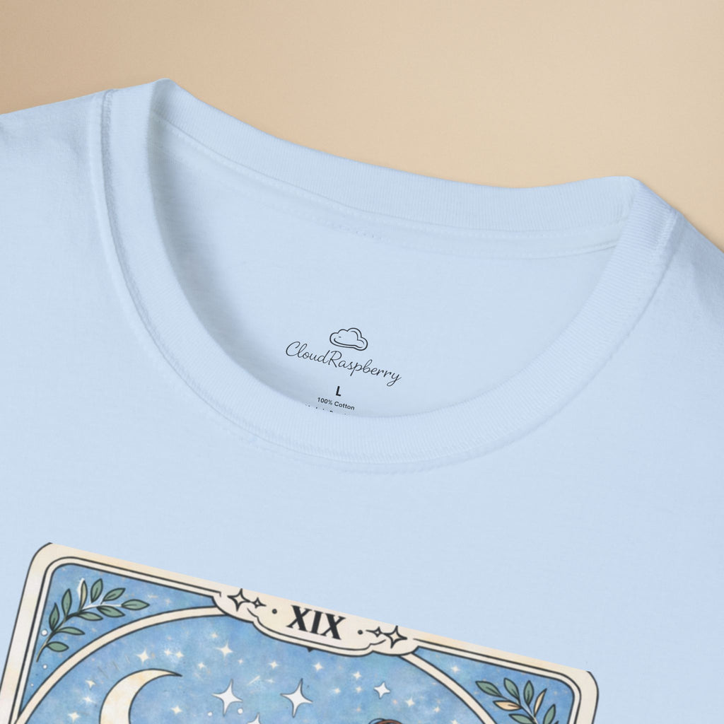 Personalized 'Chow Chow Mom' tarot card T-shirt with custom dog mom name, featuring a Chow Chow graphic for dog lovers.