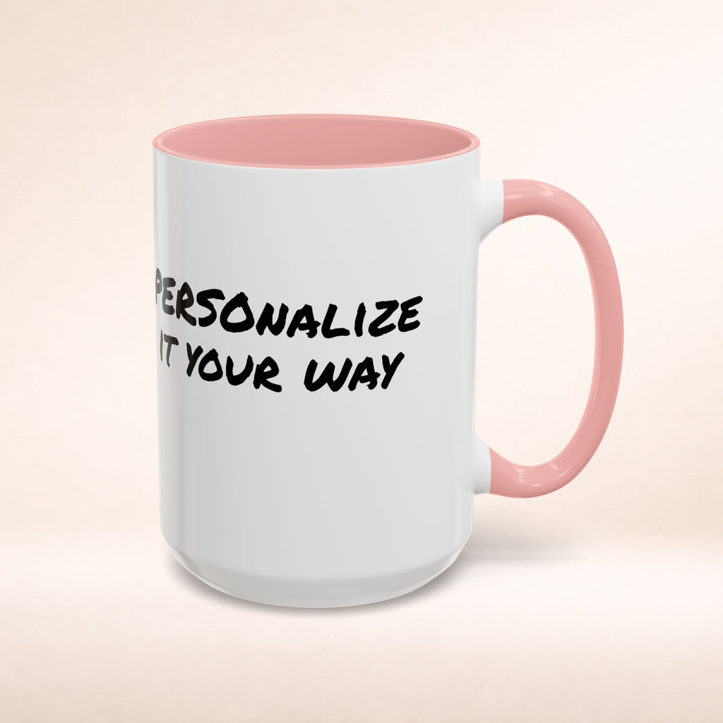 Friends-inspired funny "The Routine" accent coffee mug by Printify featuring a humorous quote and colorful design.