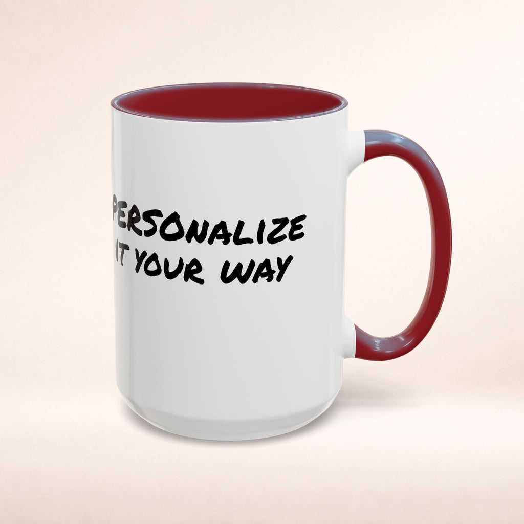 Friends-inspired funny accent coffee mug with "The Routine" quote, featuring colorful print on a ceramic mug.
