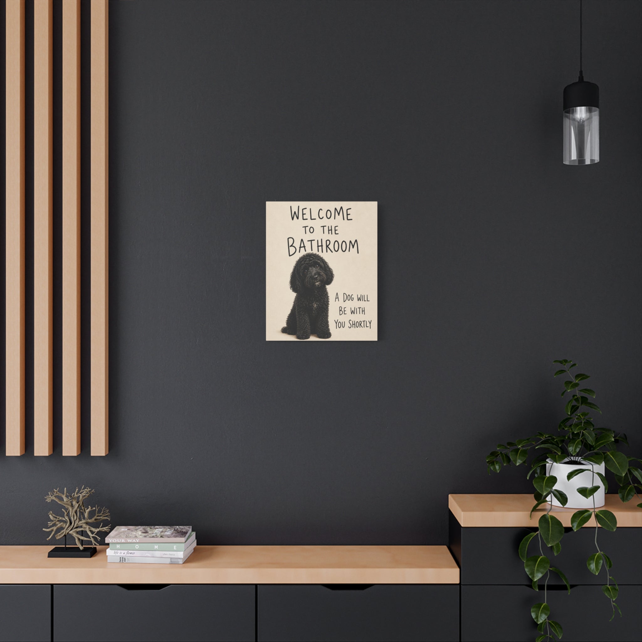 Black Cockapoo Bathroom Wall Art | Welcome to the Bathroom | Funny Dog Lover Decor