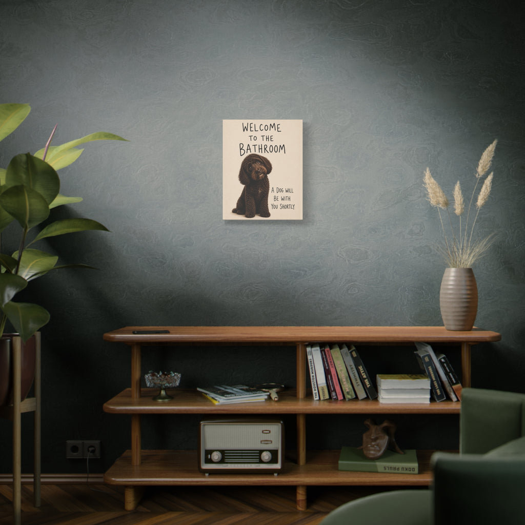 Chocolate Cockapoo Bathroom Wall Art | Welcome to the Bathroom | Funny Dog Lover Decor