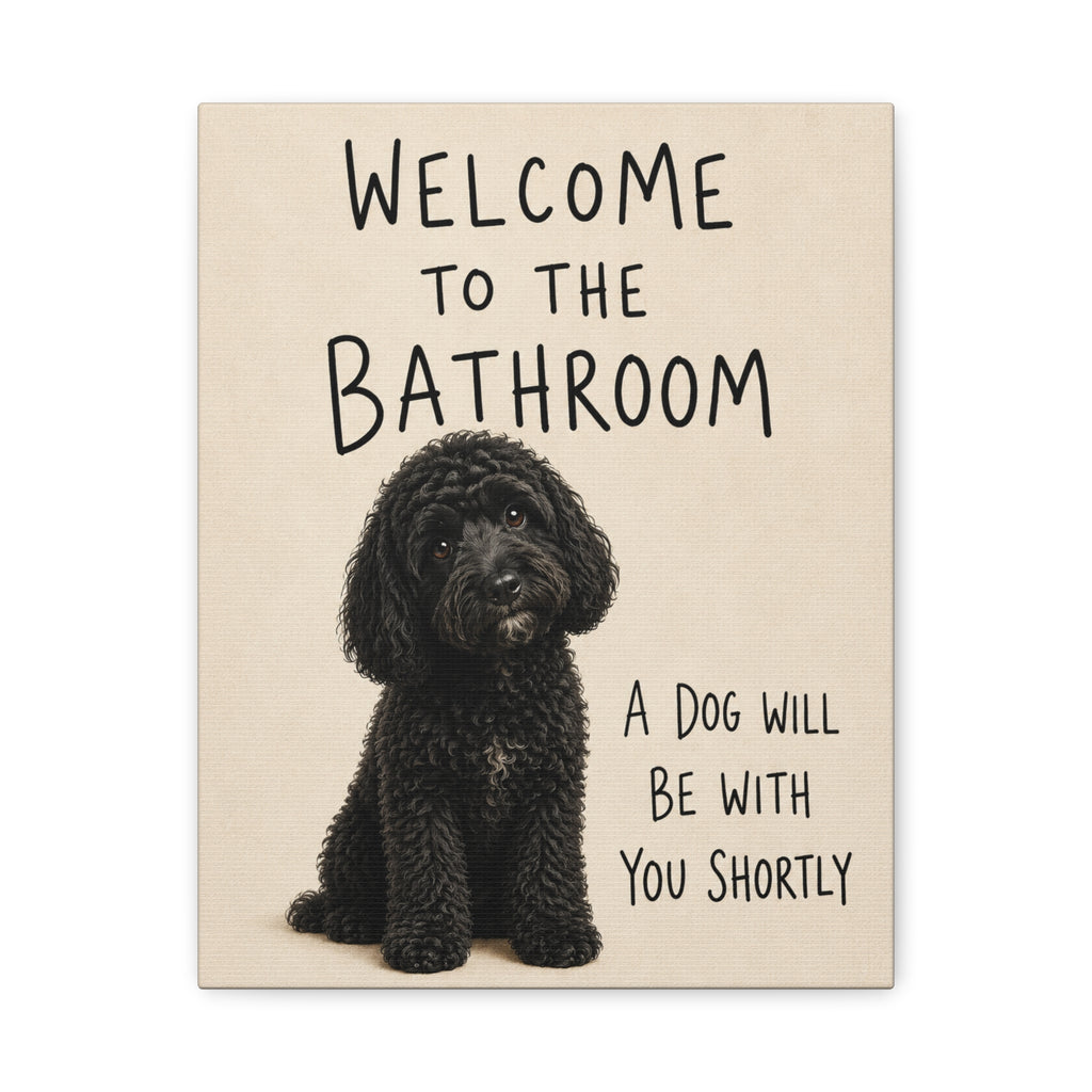 Black Cockapoo Bathroom Wall Art | Welcome to the Bathroom | Funny Dog Lover Decor