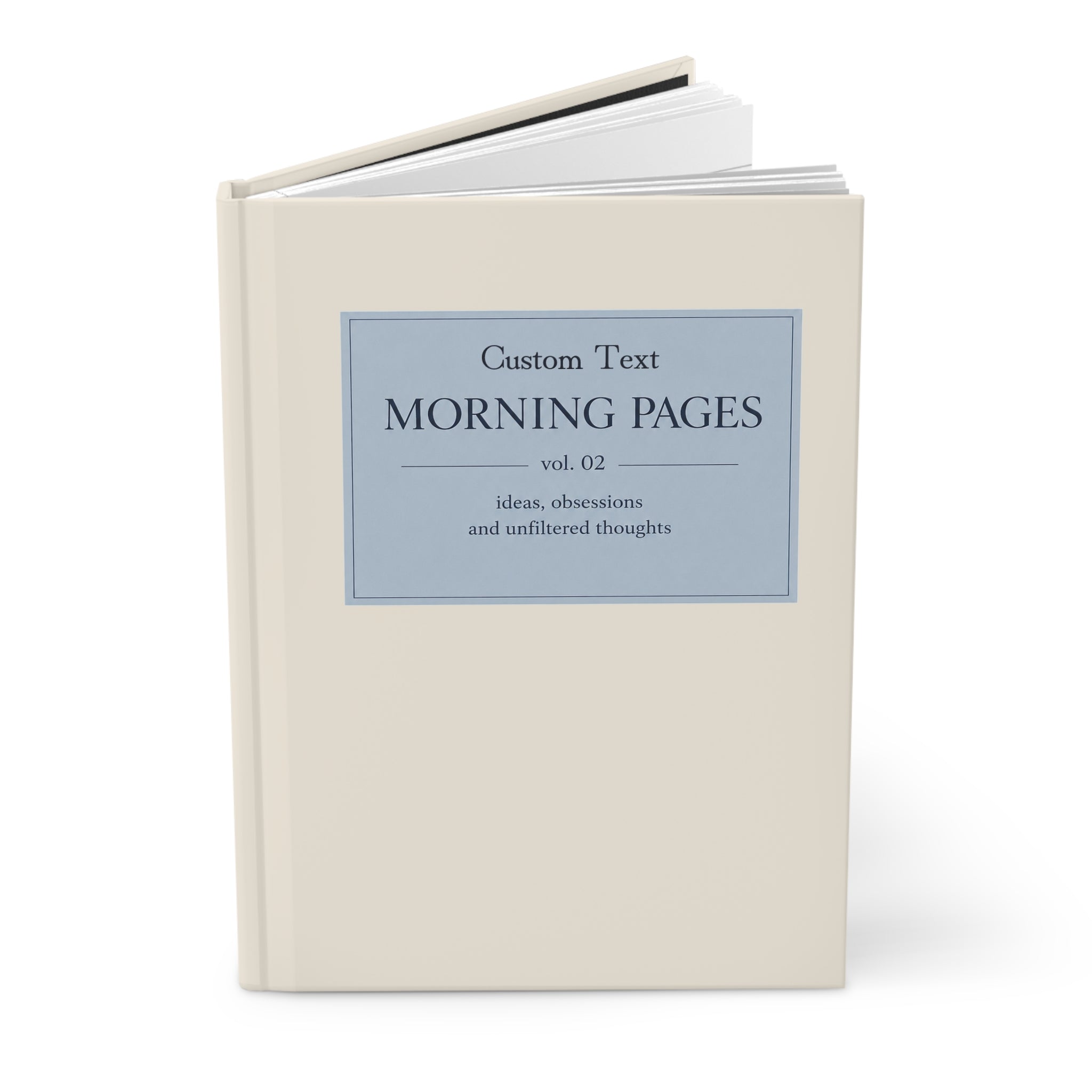 Custom Morning Pages Journal Vol. 02 hardcover personalized minimalist reflection notebook, designed for guided daily writing.